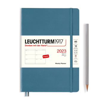 Еженедельник 2023 Leuchtturm А5 в гибкой обложке, синий камень