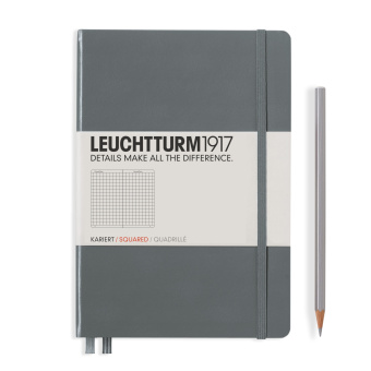 Записная книжка блокнот Leuchtturm A5 (145 x 210 мм) в клетку, антрацит