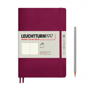 Записная книжка блокнот Leuchtturm в мягкой обложке A5 в точку, винный