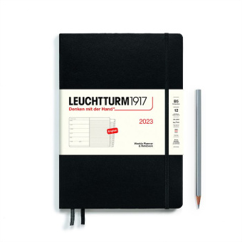 Еженедельник 2023 Leuchtturm B5 (178 х 254 мм) с записной книжкой + доп. буклет, черный