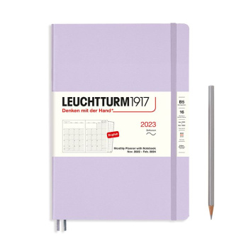 Ежемесячник 2023 на 16 мес. Leuchtturm B5 с записной книжкой в гибкой обложке, сирень