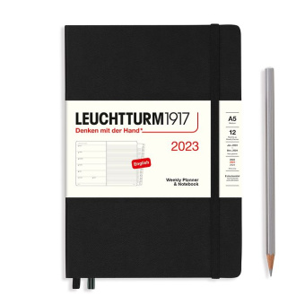 Еженедельник 2023 Leuchtturm А5 с записной книжкой + доп. буклет, черный