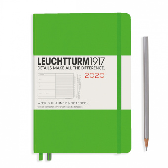 Еженедельник Leuchtturm 2020 А5 с записной книжкой с доп. буклетом, свежий зеленый