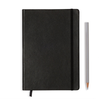 Кожаная записная книжка блокнот Leuchtturm A5 (145 x 210 мм) в клетку, черная
