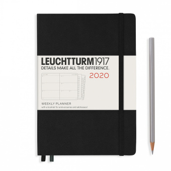 Еженедельник Leuchtturm 2020 А5 с доп. буклетом, черный
