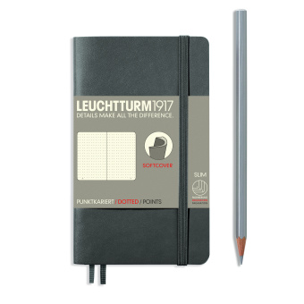 Записная книжка блокнот в мягкой обложке Leuchtturm A6 (в точку), антрацит