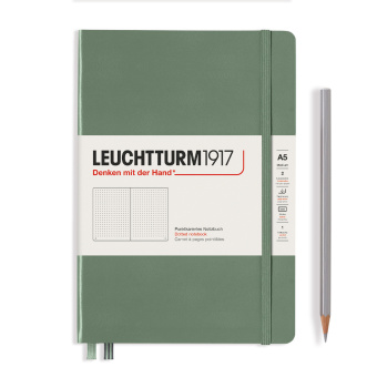 Записная книжка блокнот Leuchtturm A5 Smooth Colours в точку, олива