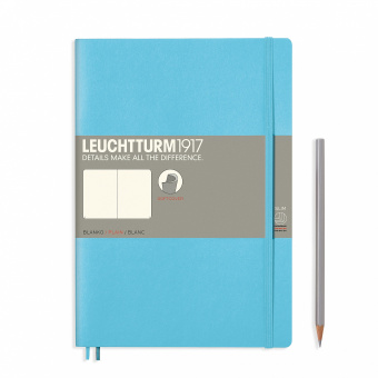 Записная книжка блокнот в мягкой обложке Leuchtturm B5 (178 х 254 мм) нелинованная, голубая
