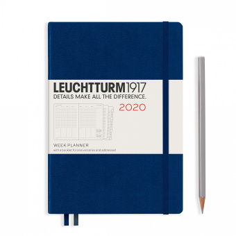 Еженедельник-планнер Leuchtturm 2020 А5 с доп. буклетом, тёмно-синий