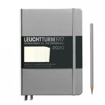 Еженедельник Leuchtturm 2020 А5 с записной книжкой с доп. буклетом, серебро