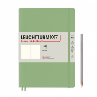 Записная книж. блокнот в мяг.облож. Leuchtturm B5(178 х 254 мм)нелинованная, паст.зел.