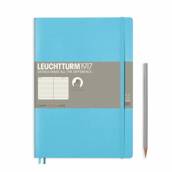 Записная книжка блокнот в мягкой обложке Leuchtturm B5 (178 х 254 мм) в линейку, голубой