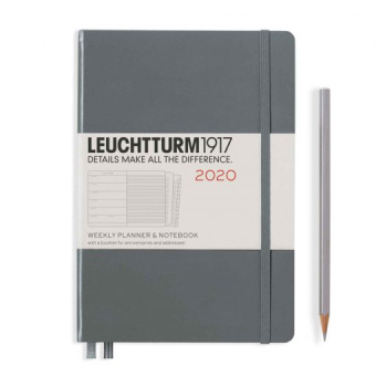 Еженедельник Leuchtturm 2020 А5 с записной книжкой с доп. буклетом, антрацит