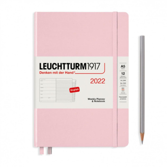 Еженедельник 2022 А5 Leuchtturm c записной книжкой и доп. буклетом, пудровый