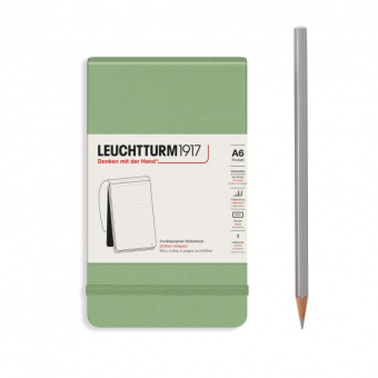 Блокнот Leuchtturm репортёрский А6 в точку, пастельный зелёный (Sage)