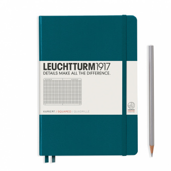 Записная книжка блокнот Leuchtturm A5 (145 x 210 мм) в клетку, океан