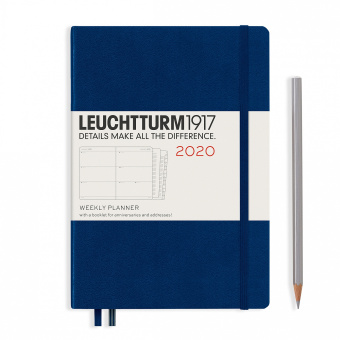 Еженедельник Leuchtturm 2020 A5 с доп. буклетом, темно-синий